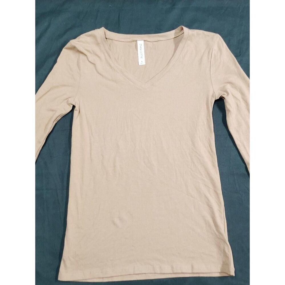 Zenana Outfitters Apricot Beige V-Neck Long Sleeve Top
